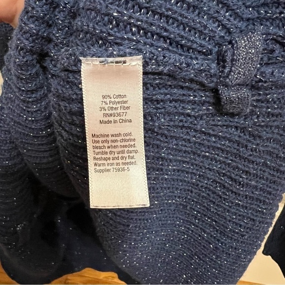 a.n.a. Women’s Glittery Navy Blue Long Sleeve Sweater Size Medium - Picture 4 of 7